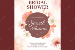 Watercolor bridal shower invitation