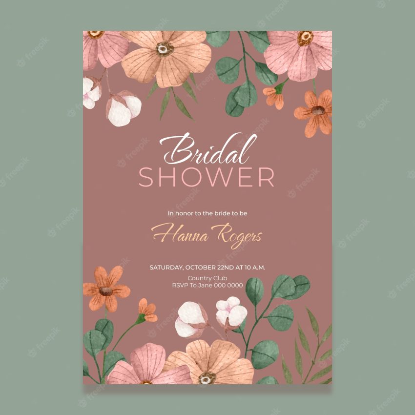 Watercolor bridal shower invitation