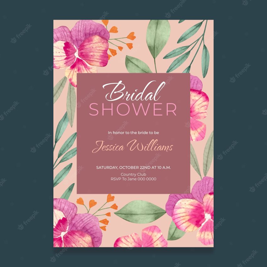 Watercolor bridal shower invitation