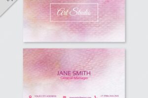 Watercolor business card in pink tones
