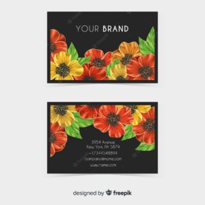 Watercolor floral business card template