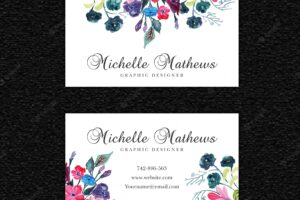 Watercolor floral visiting card template