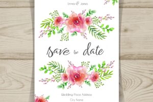 Watercolor floral wedding card template