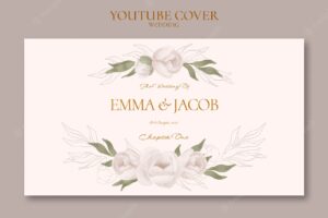 Watercolor floral wedding youtube cover template