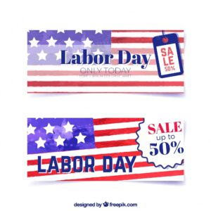 Watercolor labor day sale banners