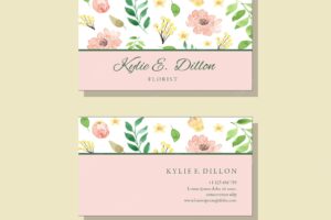 Watercolor peach and yellow floral classic bussiness card template