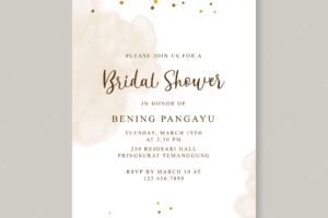 Wedding card bridal shower with watercolor splash