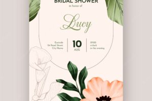 Wedding hand drawn bridal shower invitation