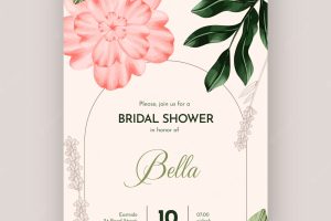Wedding hand drawn bridal shower invitation