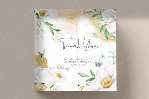 Wedding invitation template with white flower