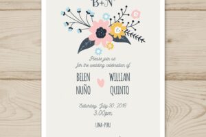 Wedding invitation with clorful flowers
