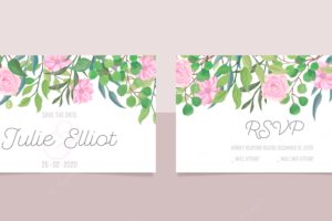 Wedding stationery with watercolor flowers