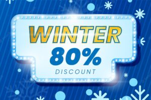 Winter sale 80 percent discount square banner vector