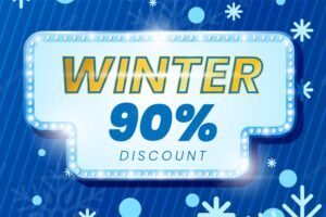 Winter sale 90 percent discount square banner vector