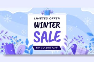 Winter season sale horizontal banner template