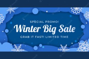 Winter season sale horizontal banner template
