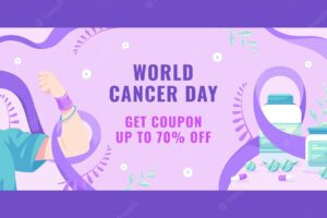 World cancer day awareness horizontal sale banner template