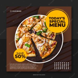Yellow and brown style food social media post template