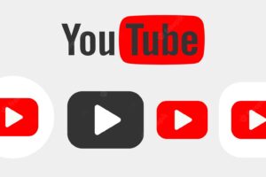 Youtube icons and buttons set isolated on gray vector