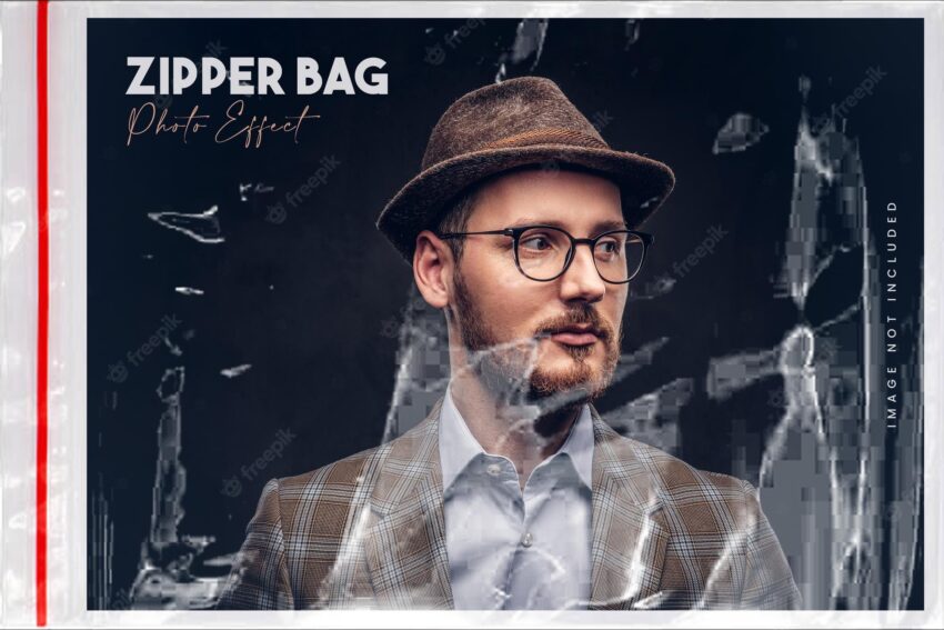 Zipper bag photo effect template