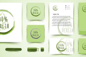 100% healthy logo and business card branding template designs inspiration isolated on white background