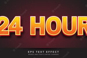 24 hours 3d editable text effect