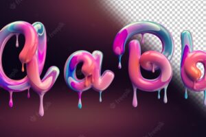 3d alphabet with melting colorful paint. letters a a b b.