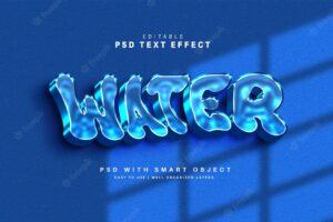 3d blue water text effect