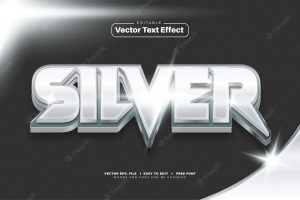 3d bold silver vector text effect
