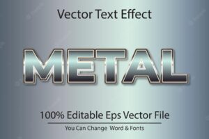 3d editable text effect vector design metal