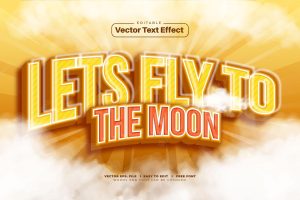 3d fly to the moon vector text effect