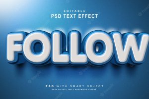 3d follow text effect
