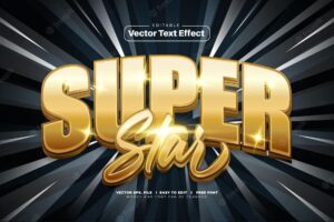 3d gold super star vector text effect