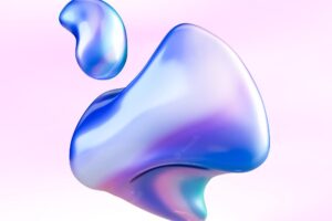 3d holographic fluid shape illustration