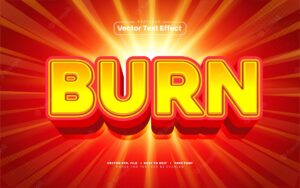 3d hot burn vector text effect