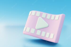 3d illustration showing video format file in the pink and blue color