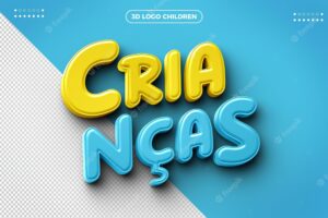 3d logo for children's day campaigns blue with yellow