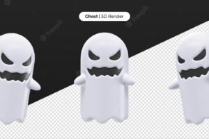 3d rendering of halloween ghost collection