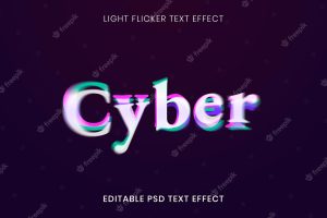 3d text effect psd template, light flicker font typography