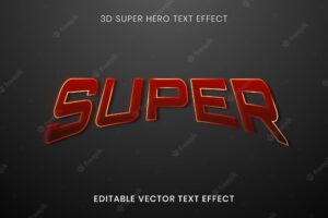 3d text effect vector template, superhero editable typography high quality
