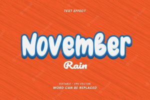 3d text effect with november word and easy to edit