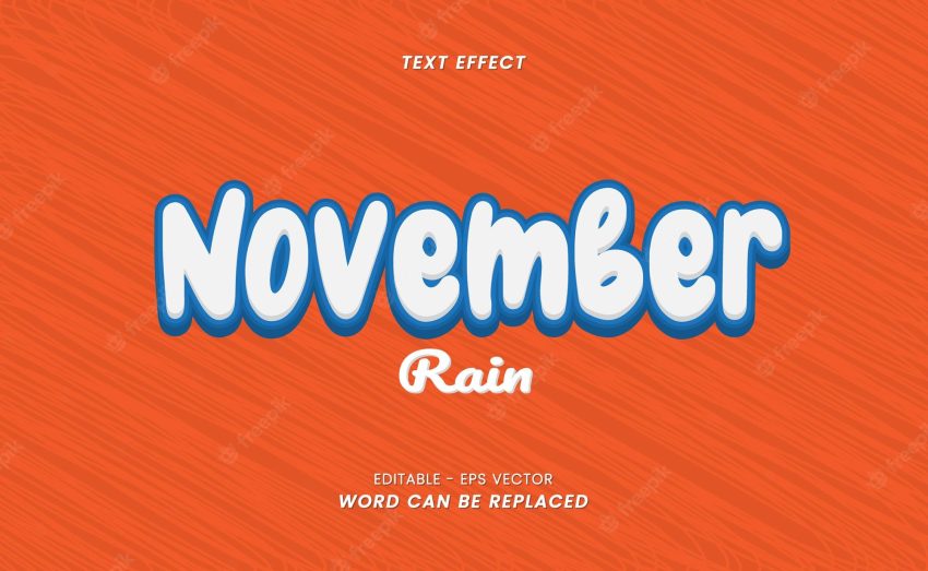3d text effect with november word and easy to edit