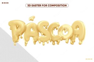 3d writing easter of melted white chocolate for compositions