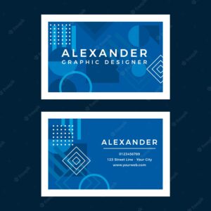 Abstract blue with white frames business card template