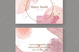 Abstract brush stroke watercolor business card template