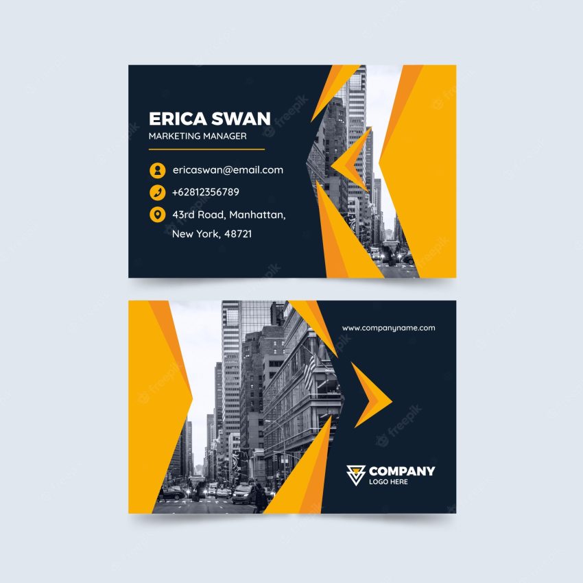 Abstract business card template set with photo