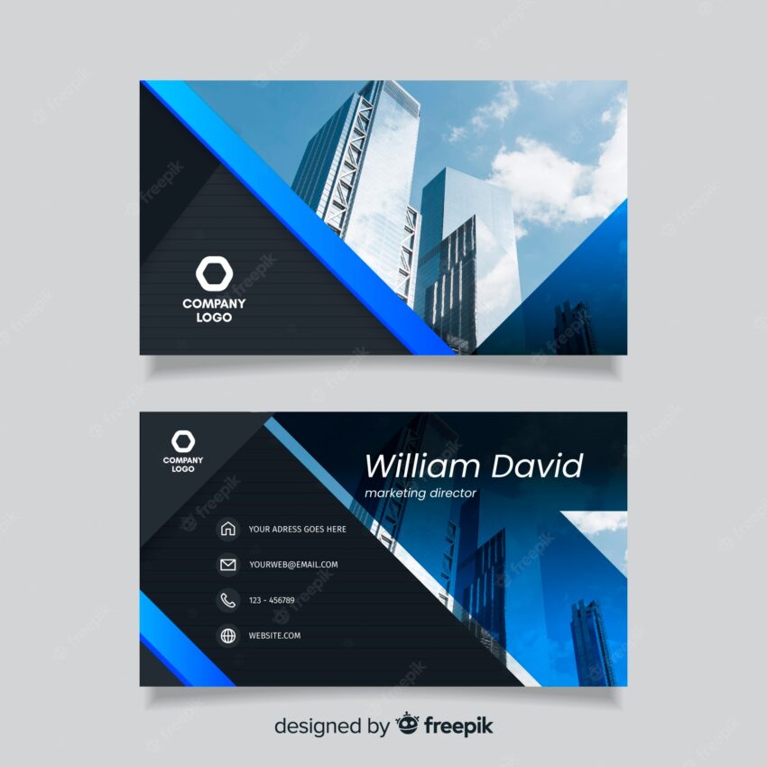 Abstract business card template with buildings