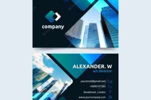 Abstract business card template with different shapes and photo