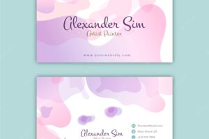 Abstract business card template with pastel-colored stains