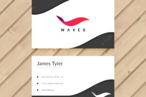 Abstract business card with a colored wave